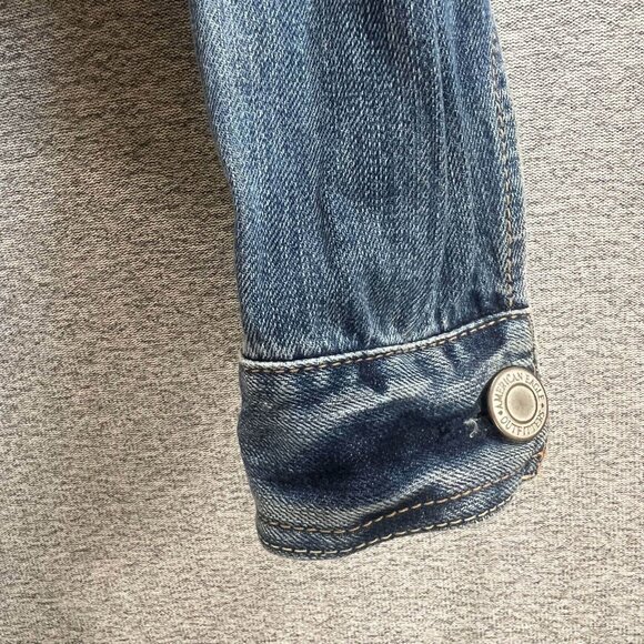 American Eagle Jean Jacket Women Size M Blue Cropped Cotton Pocket Denim - Picture 7 of 12